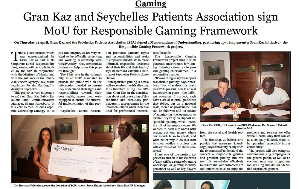 Responsible Gaming Framework MoU signing copy